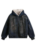JAQUETA FUR HOODED WASHED DENIM