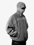 Retro Eye-Hood Design Zipper Hooded Sweatshirt