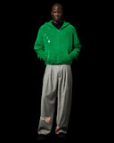 PLEATED WOOL KITE TROUSERS IN GREY