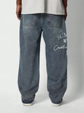 Calça Stynvo Denim reta com bordado