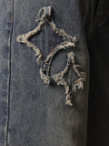 Calça Denim Solto com Aplicação Stars