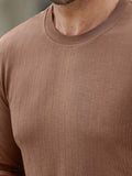 Camiseta CasualCool de Manga Longa e Gola Redonda com Nervuras