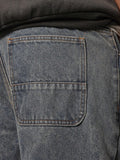 Calça Denim Solto com Aplicação Stars