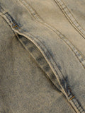 Washed Vintage Letter Print Denim Jacket