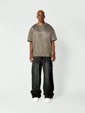 Calça Denim Solto com Aplicação Stars