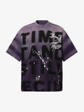 Camiseta Oversized Ink Splash Letter