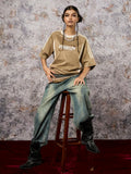 Camiseta Suede Contrast Spliced Oversize