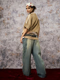 Camiseta Suede Contrast Spliced Oversize