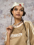Camiseta Suede Contrast Spliced Oversize