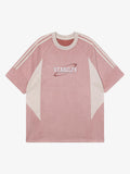 Camiseta Suede Contrast Spliced Oversize