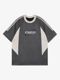 Camiseta Suede Contrast Spliced Oversize
