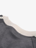 Camiseta Suede Contrast Spliced Oversize