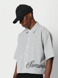 Camisa Xadrez Ajustada com Bordado